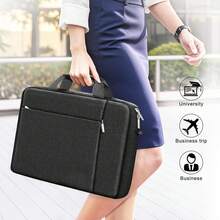 GH Laptop Bag Women Men Compatible With HP Envy Pavilion Omen/ Gram/MSI/ Inspiron XPS/ /, Shoulder Strap Carrying Briefcase Messenger Computer Bag Case, Grey - Black - View 4