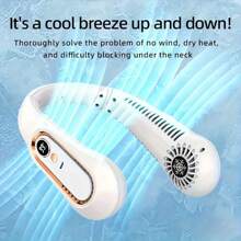 Hands-Free Neck Fan With Digital Display – 360° Airflow, USB Rechargeable Personal Bladeless Cooling Fan, 5-Speed Adjustable Portable Neckband Fan For Outdoor, Travel, Sports, Office, And Home Use – Quiet & Stylish Design