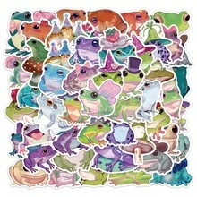 50张可爱青蛙贴纸，适用于笔记本电脑、杯子、冰箱、书籍、行李箱、桌子、头盔、滑板、吉他、剪贴簿、DIY盒子、包装标签、派对装饰 - 彩色 - 查看 4