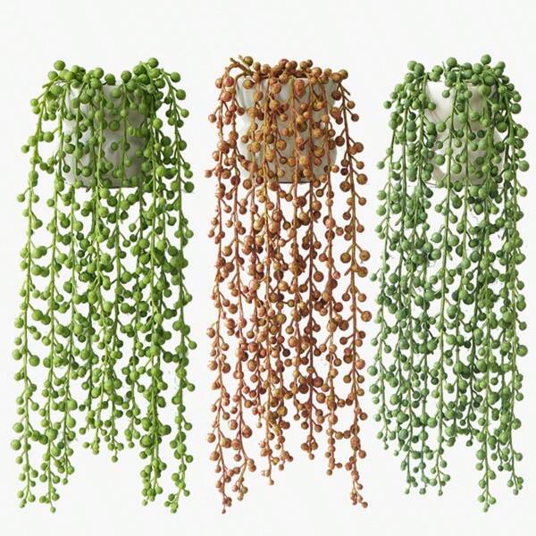 1/2 piezas, 75cm, Planta verde artificial colgante - Hecho de material de goma suave, apto para decoración del hogar y al aire libre, oficina, boda, fiesta, balcón y jardín - Sin mantenimiento, fácil de limpiar. Conjunto combinado verde para el Día Nacional de Arabia Saudita. Apto para el Día Nacional de Arabia Saudita y la temporada de regreso a la escuela, decoración de otoño