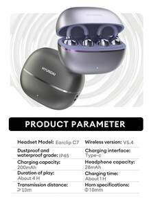 HYUNDAI EarclipC7 藍牙耳機，附蝴蝶飾品，夾耳式耳鉤設計，適合運動音樂遊戲，低延遲高清通話，內建麥克風，長電池續航力，IP45 防水，舒適佩戴無需穿耳，時尚耳環式耳機，適合女孩，送給女性的禮物 - 多色+蝴蝶耳機配件 - 查看 10