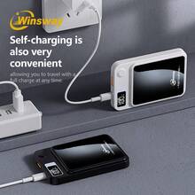 Winsway 5000mAh Magnetic Wireless Power Bank, Convenient Wireless Magnetic Charging, Dual Devices Parallel Power Supply, Ultra-Thin Body For Easy Boarding, LED Digital Display Shows Power Level - White - View 6