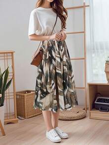 女式休闲松紧腰A字波西米亚裙