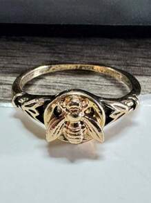 Bague vintage de style bohème avec détail de motif abeille et floral, accessoire de mode convenant pour un port quotidien et les cadeaux