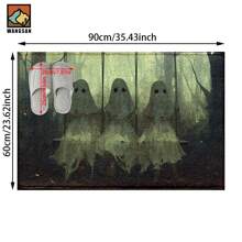 1 pièce Tapis antidérapant de salle de bain avec motif de citrouille fantôme d'Halloween, en matériau de cachemire artificiel, avec décoration moelleuse, convient pour les portes, les salles de bain, les cuisines et autres occasions, lavable en machine, antidérapant, décoration quotidienne, peut être offert en cadeau