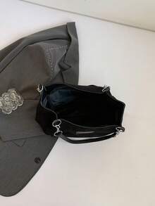 1 pièce Sac fourre-tout à l'épaule, grande capacité, fermeture à glissière, mode et polyvalent pour le trajet, les voyages, les achats, les sorties, cadeau pour les adolescentes, les étudiantes et les femmes actives. Convient pour le bureau, l'école, le travail, les affaires, le trajet, l'extérieur, les voyages - Noir - Voir 8
