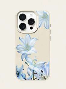 1 pieza Elegante funda de teléfono de TPU mate con patrón de flores azul claro ombré Mini minimalista, cubierta protectora anti-deterioro compatible con Apple/teléfonos compatibles con IMax 16 ProMax/15Pro/14plus/13/12proMaxS24 Ultra/S23 FE/ S22/s21/A54/ A35/a14/AA5S