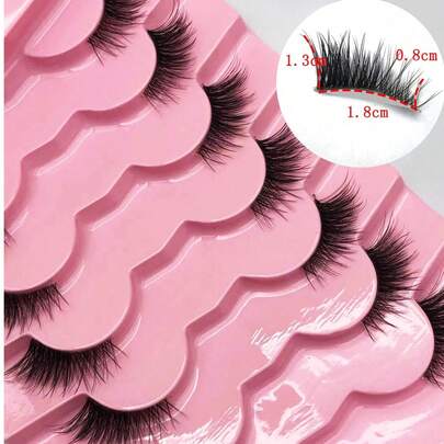 Waloshow 7pcs/10pcs Set Black & Transparent Criss-Cross Winged False Eyelashes