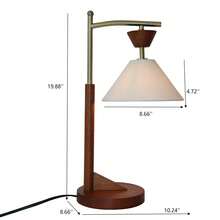 MERAX Bedside Bedroom Nightstand Desk Lamp Bedroom Study Lamps Wood Creative Lights Led Eye Protection Reading Living Room, Brown Solid Wood Base With Elegant Cone Linen Shade 110V - 查看 3