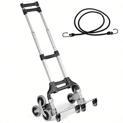 Folding Cart] Portable Folding Stair Climbing Cart - Hand Truck Utility Dolly With Bungee Cord
