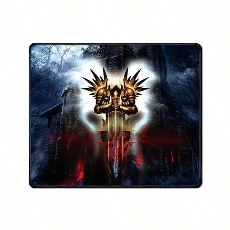 Non-Slip Rubber Mouse Pad, Oblong Geometric Pattern Gaming Mouse Pad, Office Desk Accessory, 25*30cm, Soft Computer Mouse Mat With Hexagon Pattern, 3D Square Natural Rubber Mouse Pad, Reinforced Locking Edge And Dirt-Resistant - Tridente dorado - 查看 1