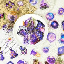 50Pcs Retro Magic Planet Stickers - PET, Cartoon Waterproof Purple Stickers For Water Bottles, Laptops, Skateboards & More - Lifestyle Accessories, Vinyl Aesthetics Stickers For Teens Adults,For School Supplies,Back To School