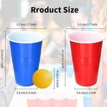 24 件套啤酒乒乓球游戏套装，6 个红杯 + 3 个球，适合派对游戏和活动、花园派对、生日庆祝活动、成人室内休闲聚会 - 彩色 - 查看 5
