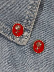 2 pièces Ensemble de broche ovale noire et rouge en résine ABS à la mode, mini épingle de revers antidérapante pour le port quotidien