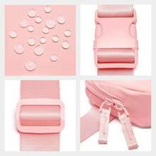 Bolsa de cintura para mujeres con cremallera de dos vías, cangurera cruzada, moda, bolsas de cintura, bolsa de cintura para todas partes con correa ajustable, regalos para adolescentes, mujeres y hombres (blanca) - Rosa Pálido - Ver 3