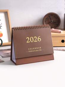 1 pièce Calendrier de bureau 2025 de taille moyenne à couleur unie - reliure en anneau métallique, page intérieure avec motif de paysage naturel personnalisable, calendrier de bureau à retournement vertical, fournitures de bureau, cadeaux pour amis (avec autocollants), rentrée des classes, rentrée des classes, fournitures scolaires