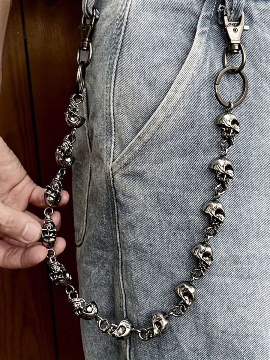 Cadena de cintura gótica punk pesada, cadena de cinturón vintage rock punk para hombres, llaveros - Multicolor - Ver 1