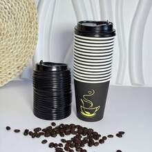 20pcs 8oz Thick Wall Cups With Lids, Suitable For Business Reception, Office And Home
