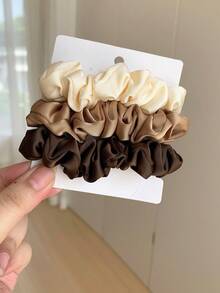 1pc/4pcs Solid Color Soft Scrunchies, Elastic Hair Ties, Ponytail Holders, Versatile, Won't Damage Hair, Black, Coffee, Mauve Color, Elegant French Hair Accessories, Hair Accessory, Hair Accessories, Scrunchy Hair Ties, Casual Makeup Home Gym Woman Accessories Head Accessories Elastic Band - Multicolor - View 14