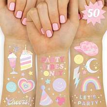 Xo Fetti Pastel Rainbow Temporary Tattoos 50 Iridescent Foil Styles Preppy Birthday Party Supplies  Party Favors Party Vibes Only6eds2 - Birthday - View 1