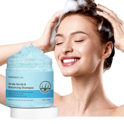 Perfectlink PERFECT LINK Oil Control & Cleansing 2-In-1 Scalp Scrub Balancing Shampoo | Exfoliating Sugar Crystals, Enriched With Coconut Oil, Aloe Vera And Mint Extracts, Deeply Cleanses The Scalp, Leaving It Shiny And Moisturized