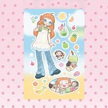 1 Blatt Cartoon Mädchen Charakter Aufkleber, süße Kawaii Mädchen dekorative Aufkleber für Scrapbooking, Tagebuch Dekoration, Schulmaterial, Rückkehr zur Schule