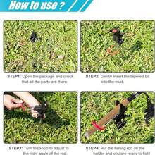 AiScrofa Fishing Rod Holders For Bank Fishing, Fishing Pole Holders For Ground, 360 Degree Adjustable Universal Fishing Pole Stand Equipment, Relax Your Hands