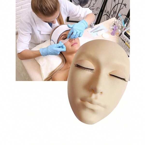 TOEDO 5D Facial Tattoo Training Head With 3 Pairs Replacement Eyelid ,Silicone Practice Permanent Makeup Lip Eyebrow Tattoo Skin,Mannequin Doll Face Head,Face Skin