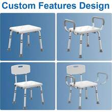 HOMLAND Silla de Ducha para Ducha Interior con Brazos y Espalda Apto para FSA HSA Asiento de Ducha Resistente de 500 Libras para Tina Asiento de baño de Seguridad Ajustable en Altura para - Blanco - Ver 5