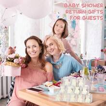 30 piezas Velas con forma de osito como obsequios para fiesta de baby shower, boda o revelación de sexo, en caja con 30 velas mini hechas a mano en color rosa claro - Blanco - Ver 5
