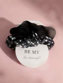 2 件套女士原创碎花灯芯绒发圈、发带、发饰、发圈 - 黑色 - 查看 1