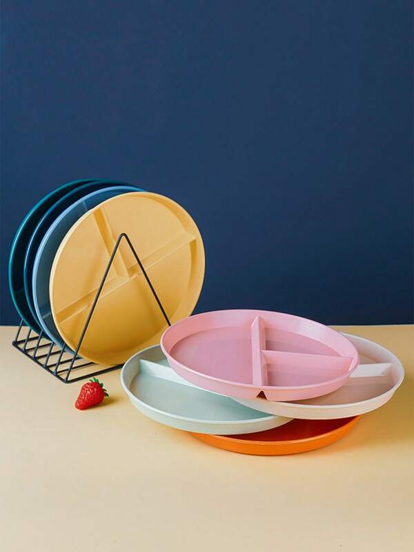 1/2/4 Stück, Portionskontroll-Teller mit Fächern, geteilter Mahlzeiten-Teller, Abnehm-Teller mit 3 Fächern, unzerbrechlicher Kunststoff-Essenteller, Schulkantine-Teller, mikrowellen- und spülmaschinenfest, ideal für Gewichtsmanagement. Frohes Eid Mubarak.