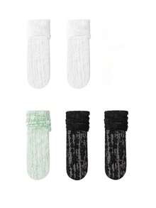 1双/5双女夏季超薄碎花透明冰玻璃丝长筒韩版蕾丝中筒水晶袜洛丽塔袜 - 彩色 - 查看 10