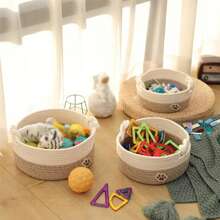 Cesta de almacenamiento tejida, organizador de escritorio, caja decorativa para el hogar, cesta para artículos varios, cesta para el pasillo, cesta para maquillaje para alimentos/juguetes de mascotas, almacenamiento y organización de juguetes/ropa para la habitación de los niños