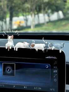 1 件迷你可爱懒散猫咪雕像，可爱又有趣，适合家居装饰、汽车装饰、小礼物 - 彩色 - 查看 6