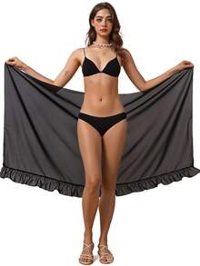 女士沙滩纱笼比基尼泳装泳衣围巾泳装罩衫纱笼披肩女士