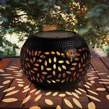 1 Stück/2 Stücke Solar betriebene Eisen & Keramik gepunktete Laterne, Cut Out Landschaftsbeleuchtung, wasserdichte Outdoor-Dekoration für Garten, Terrasse, Balkon - Verschiedenfarbig - Übersicht 2