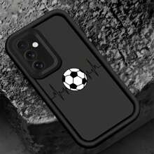 足球 1 件多巴胺楼梯相框手机壳，带有可爱的 2D 足球图案，兼容 Apple 12/13 Pro Max，全保护套，简约设计，柔和卡通风格，完美保护您的手机，兼容 Honor X7/Galaxy A56 5G/Infinix Smart 8/Infinix Hot 40i/Transsion Spark 20/Transsion Spark 20C/Transsion Spark Go 2024/Redmi Note 14 5G/ Moto E22/E22i/OPPO A54 防水防震防摔防刮 - 黑色 - 查看 3