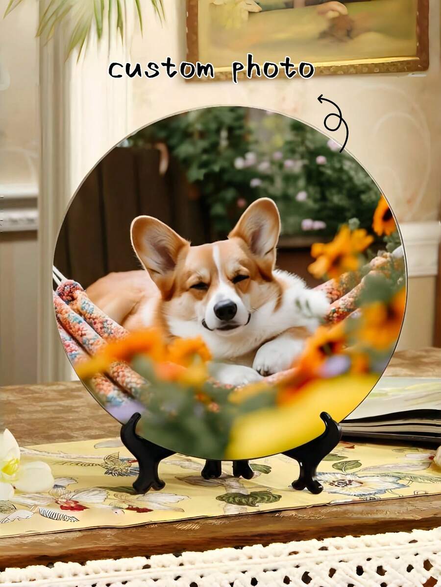 1 件个性化宠物主人装饰铝压铸框架板，定制狗或猫爱好者礼物，装饰墙或展示艺术品，20 厘米盘子，带照片打印