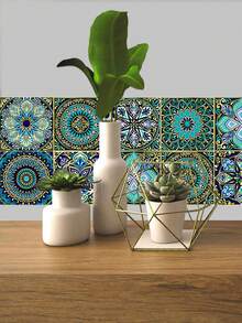 10 Pieces / 20 Pieces Of Colourful Mandala Pattern PVC Self-Adhesive Wallpaper, With A Strong Adhesive Backing, Without Professional Tools, Tear Off The Protective Film Can Be Easily Pasted, Waterproof And Oilproof Performance Is Excellent, Wall Paper Wall Stickers Room Decor Wall Decor Wall Sticker - Multicolor - View 7