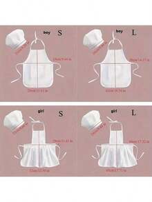 白色婴儿厨师服 - 烹饪围裙和帽子套装，适合男孩和女孩的婴儿摄影道具服装，首次厨师体验 - 彩色 - 查看 3