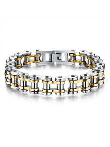 1 件时尚自行车链嘻哈不锈钢手链，个性化朋克珠宝