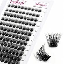 Extensiones de pestañas en racimo para colocar en casa, 144 racimos de pestañas rizadas D, 0.07, extensiones de pestañas individuales naturales, bandeja mixta, pestañas postizas suaves y fuertes - F20+F21 - Ver 1