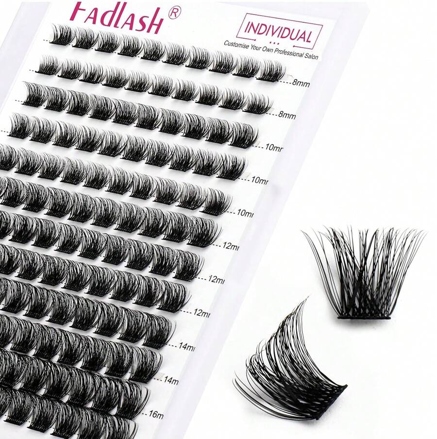 Extensiones de pestañas en racimo para colocar en casa, 144 racimos de pestañas rizadas D, 0.07, extensiones de pestañas individuales naturales, bandeja mixta, pestañas postizas suaves y fuertes - F20+F21 - Ver 1
