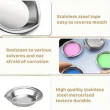 12 Piece/6piece Stainless Steel Paint Palette Set, Round Mixing Trays For Artists, Durable Metal Art Supplies For Home And School Use - Silver - View 6
