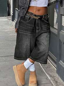 Elegant Casual Ripped Cuffed Capri Jeans - Baby Blue - View 1