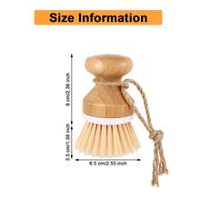 Bamboo Fiber Cleaning Set, Includes Plate Brush, Palm Brush, Dishwasher Brush, Suitable For Cleaning Pots, Pans, Skillets - Brown - View 2