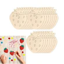 6 件/12 件/24 件创意草莓形手工彩绘木件，未上漆草莓形木片 DIY 工艺品切口空白木制挂饰，木片，DIY 木制装饰品未完成预钻孔木圈派对礼物 - 彩色 - 查看 4