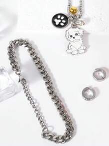 6 件/4 件创意锌合金项链首饰，宠物爱好者的心形礼物，可爱狗狗时尚动物配饰