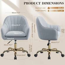 Vanity Chair With Wheels, Comfy Home Office Desk Chairs Adjustable Modern Velvet Makeup Vanity Chairs For Bedroom Living - Multicolor - View 4
